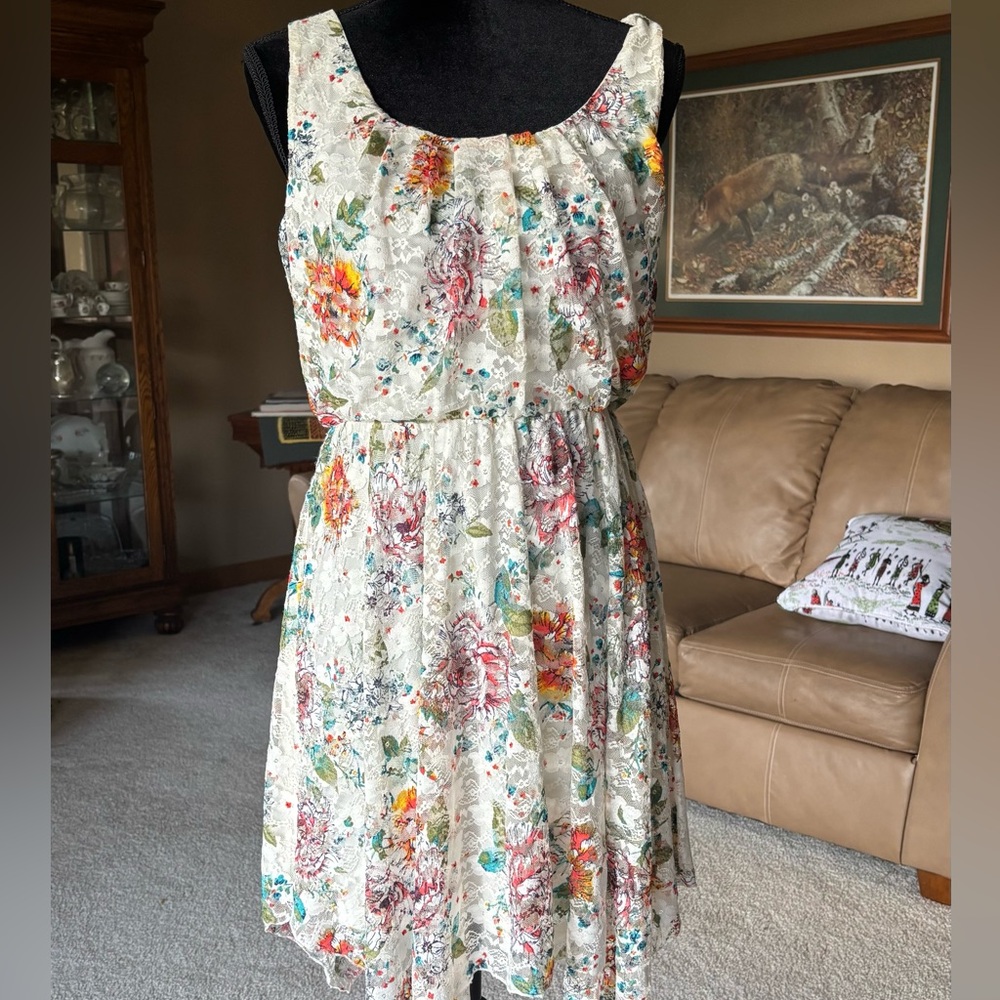 A.U.W. Floral Sleeveless Dress L NWT